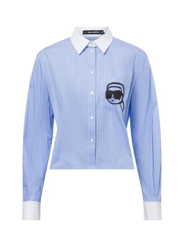Karl Lagerfeld Bluse Ikon Print in hellblau weiß