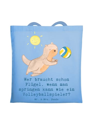 Mr. & Mrs. Panda Tragetasche Volleyball Sprung mit Spruch in Sky Blue