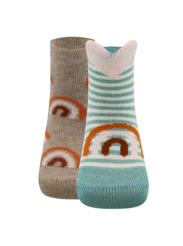 ewers 2er-Set Socken 2er Pack Regenbogen/Herzen in staubblau-dunkel beige mel.