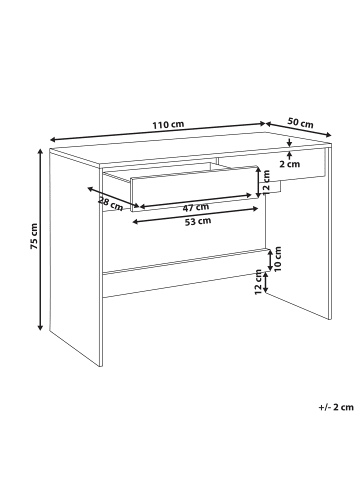 Beliani Schreibtisch RONDANE in Braun - (W) 110 x (H) 75 x (L) 50 cm