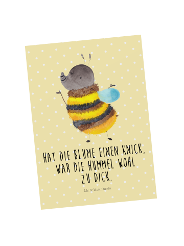 Mr. & Mrs. Panda Postkarte Hummel flauschig mit Spruch in Gelb Pastell