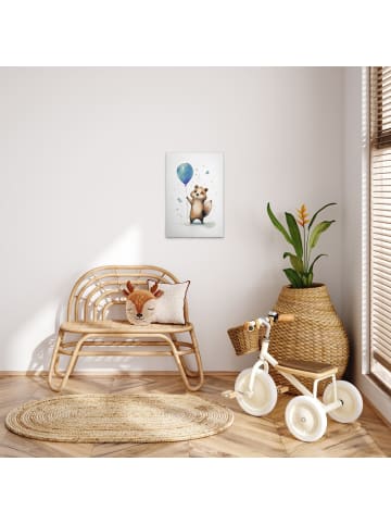 A.S. Création Leinwandbild Canvas Cute Raccoon Blue Weiss