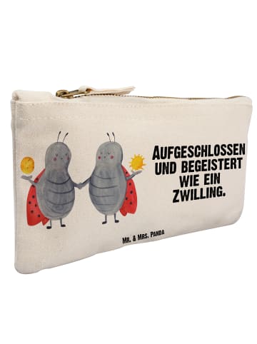 Mr. & Mrs. Panda Kulturbeutel Sternzeichen Zwilling mit Spruch in Weiß