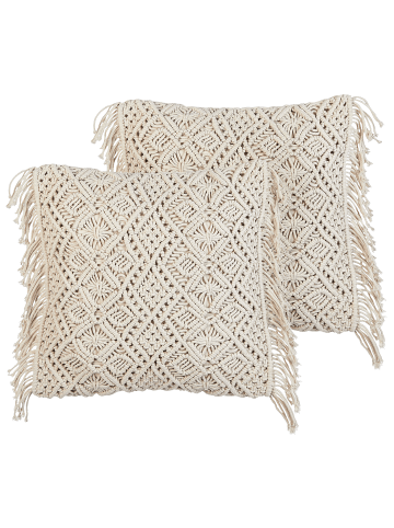 Beliani 2er-Set Dekokissen PATTAN in Beige
