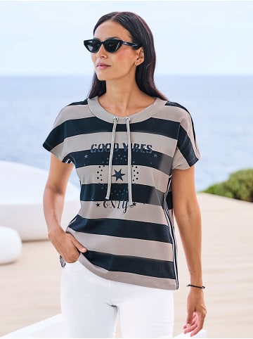 Heine T-Shirt in schwarz-sesam-geringelt