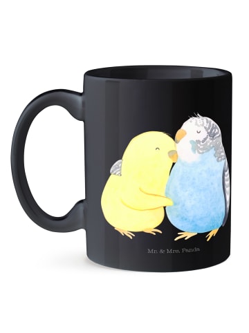 Mr. & Mrs. Panda Tasse Wellensittich Liebe ohne Spruch in Schwarz