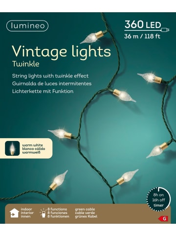 LUMINEO Lichterkette Vintage Lights Twinkle 360 LED 35,9 m in warm weiß