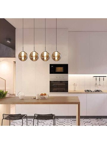 ZMH Pendelleuchte 4-flammige G9 in bernstein Glas und Kristall L70cm x H175cm