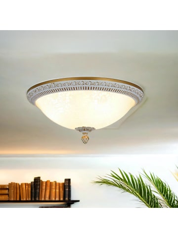 Licht-Erlebnisse Deckenlampe Ø 35 x (H)19 cm in Shabby Weiß Gold WeißShabby Weiß Gold Weiß