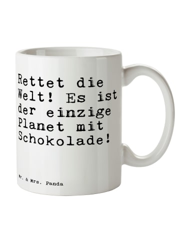 Mr. & Mrs. Panda Tasse Rettet die Welt! Es... mit Spruch in Weiß