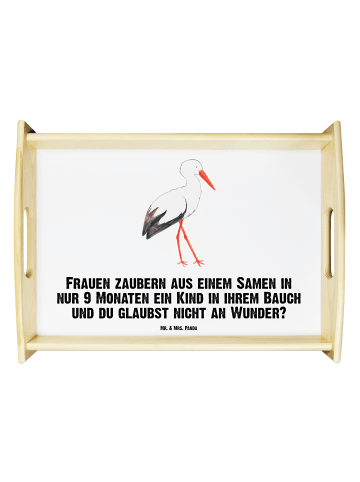 Mr. & Mrs. Panda sofatablett Storch mit Spruch in Weiß