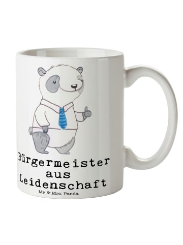 Mr. & Mrs. Panda Tasse Bürgermeister Leidenschaft mit Spruch in Weiß