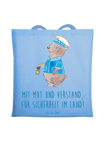 Schultertasche Polizist Mut Verstand mit Spruch in Sky Blue