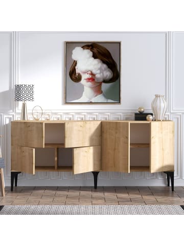 CALICOSY Sideboard LAIKA in Helles - (W) 180  x (H) 80  x (L) 40 cm