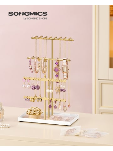 SONGMICS Schmuckständer Caeley in Blassgold - (B)12 x (H)30 x (T)21 cm