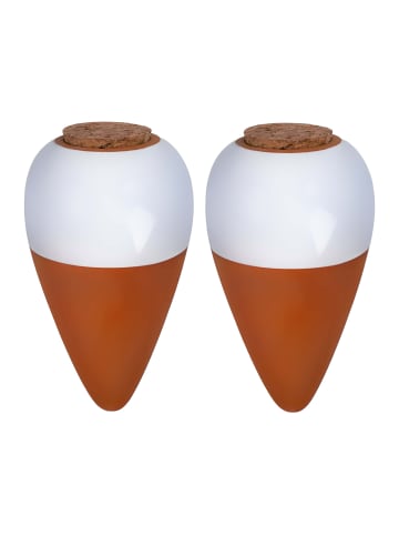 2 x Tonkegel in Terrakotta/ Weiß - 350 ml