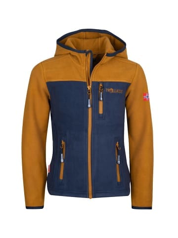 Trollkids Fleece-Jacke mit Kapuze "Stavanger" in Bronze/Marineblau