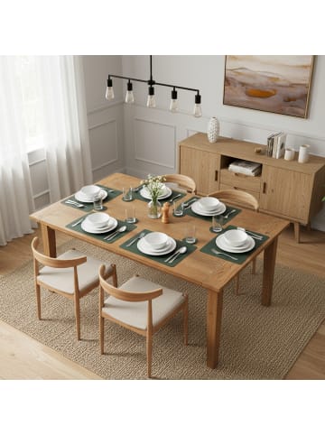 relaxdays 6-tlg. Platzdeckchen Set mit Untersetzern in Grau/ Grün