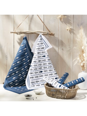 Erwin Müller Baumwolle Geschirrtuch 3er-Pack in Fische blau