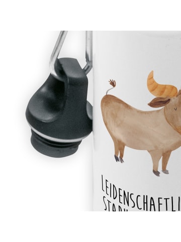 Mr. & Mrs. Panda Trinkflasche Sternzeichen Stier mit Spruch in Weiß