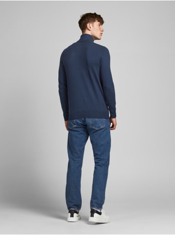 Jack & Jones Dünner Strickpullover Half Zip Stehkragen Sweater JJEEMIL in Navy