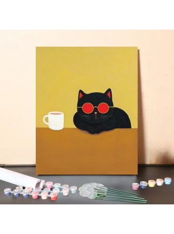 ARTNANAS DIY Malen nach Zahlen Set-"Kaffee-Katze" 