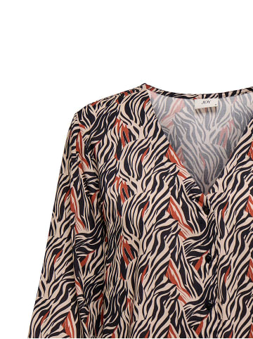 JACQUELINE de YONG Designmuster Blusenshirt mit V-Ausschnitt und Drei-Viertel-Ärmeln in Braun