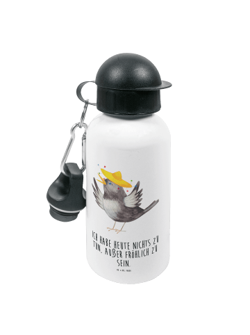 Mr. & Mrs. Panda Kindertrinkflasche Rabe Sombrero mit Spruch in Weiß