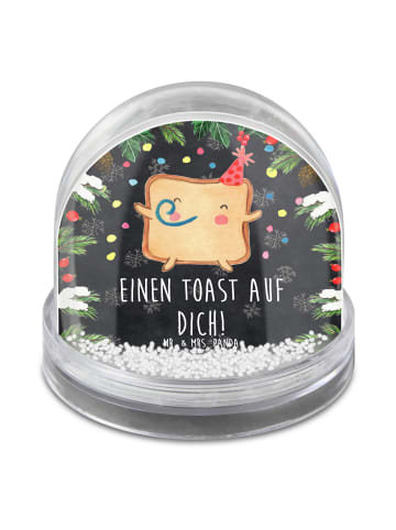 Mr. & Mrs. Panda Schneekugel Toast Party mit Spruch in Kreidetafel