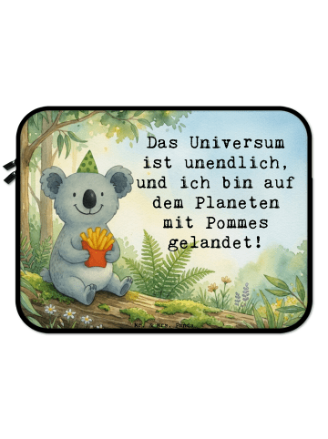 Mr. & Mrs. Panda Laptop Tasche Koala Pommes Design mit Spruch in Weiß
