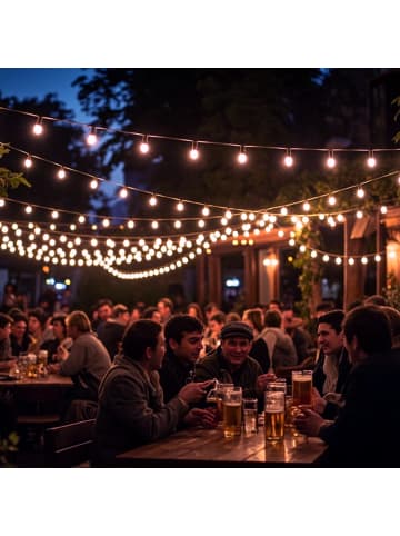 SATISFIRE Garten Party Lichterkette Illu 5 bruchfeste LED Tropfenlampen 5m schwarz