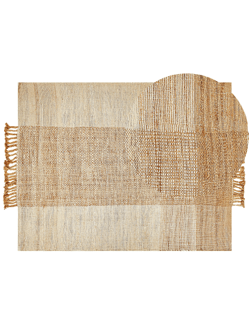 Beliani Geflochtener Teppich HAMZALAR in Beige - (W) 160 x (H) 1.5 x (L) 230 cm