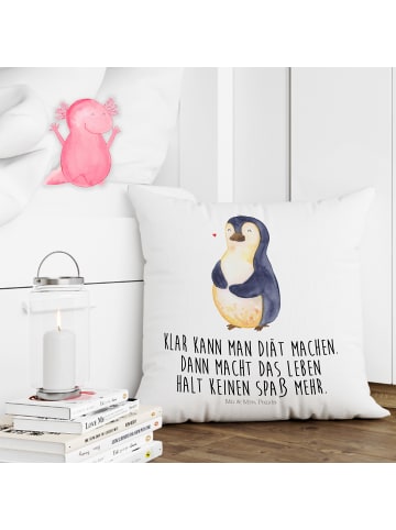 Mr. & Mrs. Panda Kuschelkissen 40x40 Pinguin Diät mit Spruch in Weiß