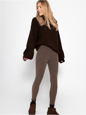 SASSYCLASSY Thermo Kunstleder Leggings mit Leo Print in Braun