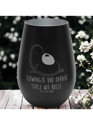 Mr. & Mrs. Panda Glas Windlicht Avocado Schwangerschaft mit Spruch in Schwarz