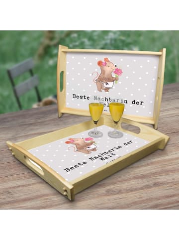 Mr. & Mrs. Panda Tablett Maus Beste Nachbarin der Welt mit Spruch in Grau Pastell