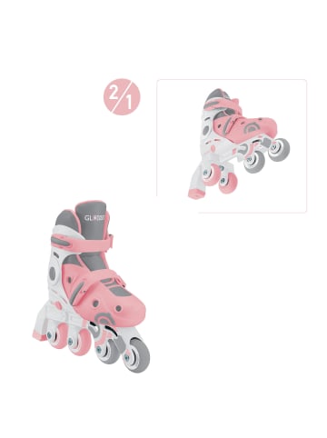 GLOBBER LEARNING SKATES 2in1 verstellbare Rollschuhe und Inlineskates in rosa, Gr. 26-29