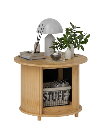 HOMCOM Couchtisch-Ø60 x 45H cm-Naturholz