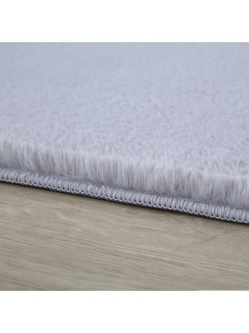 KADIMA DESIGN Teppich Kurzflor Waschbar Einfarbig NECKAR Strapazierfähig OEKO-TEX in Silber