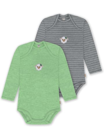 Normani Outdoor Sports 2er Pack Baby Merino Body Langarm Auckland in Grün/Grau