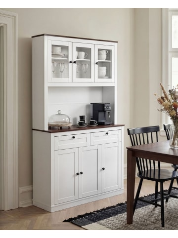 Beliani Vitrine PIMBA in Weiß/Braun - (W) 100 x (H) 180 x (L) 40 cm