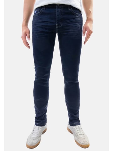 Jaylvis Feine Jeans Twill Denim Design-Falten und Kontrastnähte in Dunkelblau