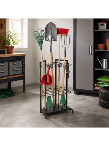 relaxdays Gartengeräteständer in Schwarz - (B)43 x (H)66 x (T)32 cm
