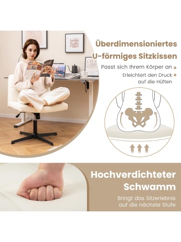 COSTWAY Bürostuhl höhenverstellbar drehbar in Beige
