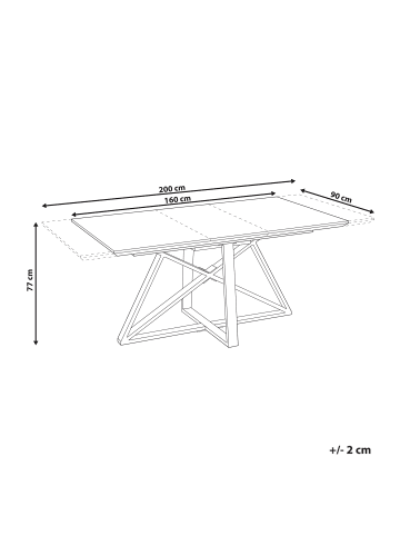 Beliani Esszimmertisch MAXIMUS in Weiß/Gold - (W) 90 x (H) 77 x (L) 160 cm