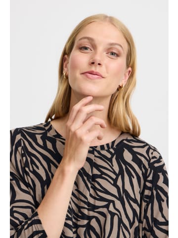 Fransa FRFLORA TEE 3 regular fit in Walnut w. Black AOP AO24