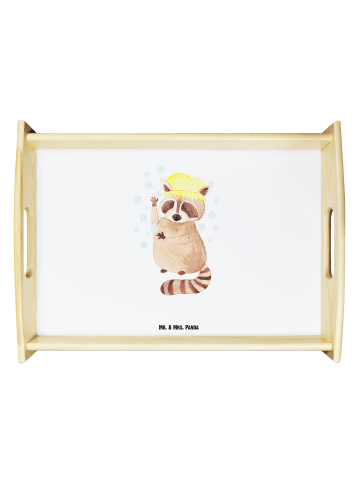 Mr. & Mrs. Panda Servier Tablett Waschbär ohne Spruch in Weiß