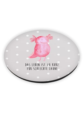 Mr. & Mrs. Panda Kühlschrankmagnet Axolotl Glücklich mit Spruch in Grau Pastell