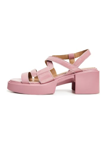 CESARE GASPARI Sandalen mit Blockabsatz aus Leder in Pink