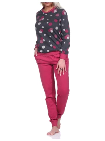 NORMANN Schlafanzug Bündchen Tupfen Punkte - 75736 in rot